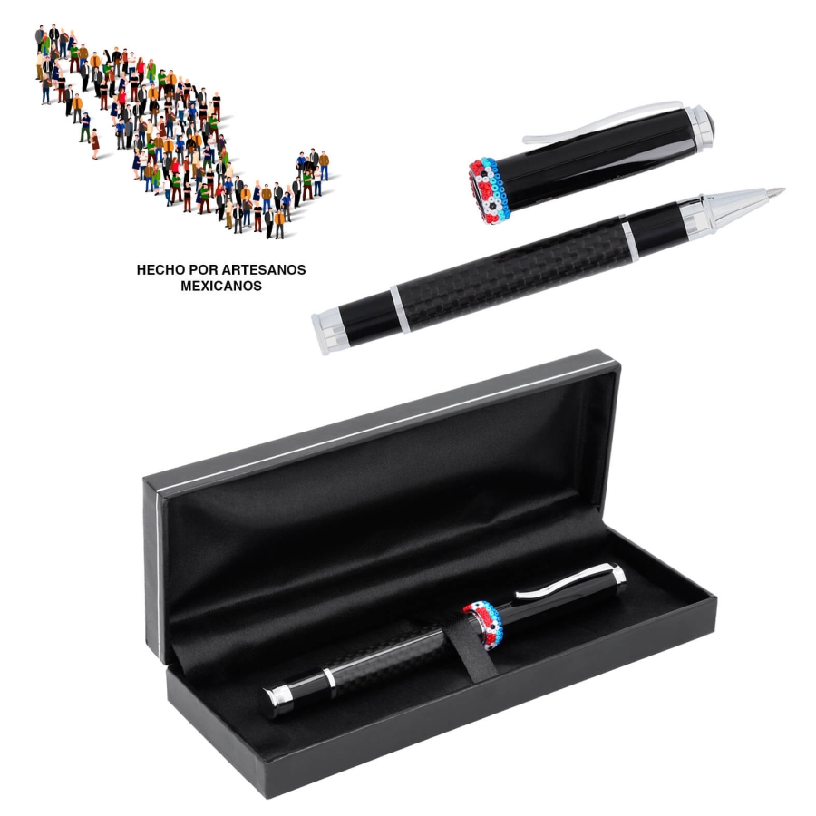 BOLÍGRAFO DE FIBRA DE CARBONO CON TAPA METÁLICA. F0439