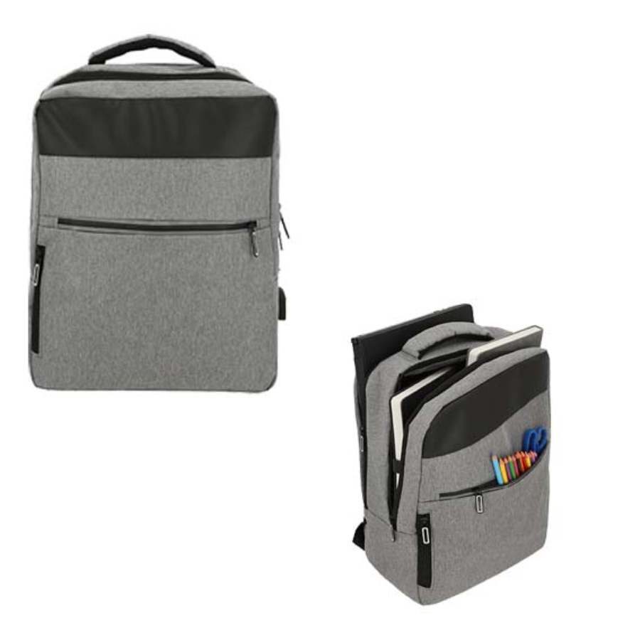 MOCHILA CON CIERRE DE 4 COMPARTIMENTOS CON ESPACIO PARA LAPTOP DE 16". TIRANTES ACOJINADOS Y ENTRADA LATERAL PARA BATERIA PORTÁTIL Y AUDÍFONOS ( INCLUYE CABLE) F0145