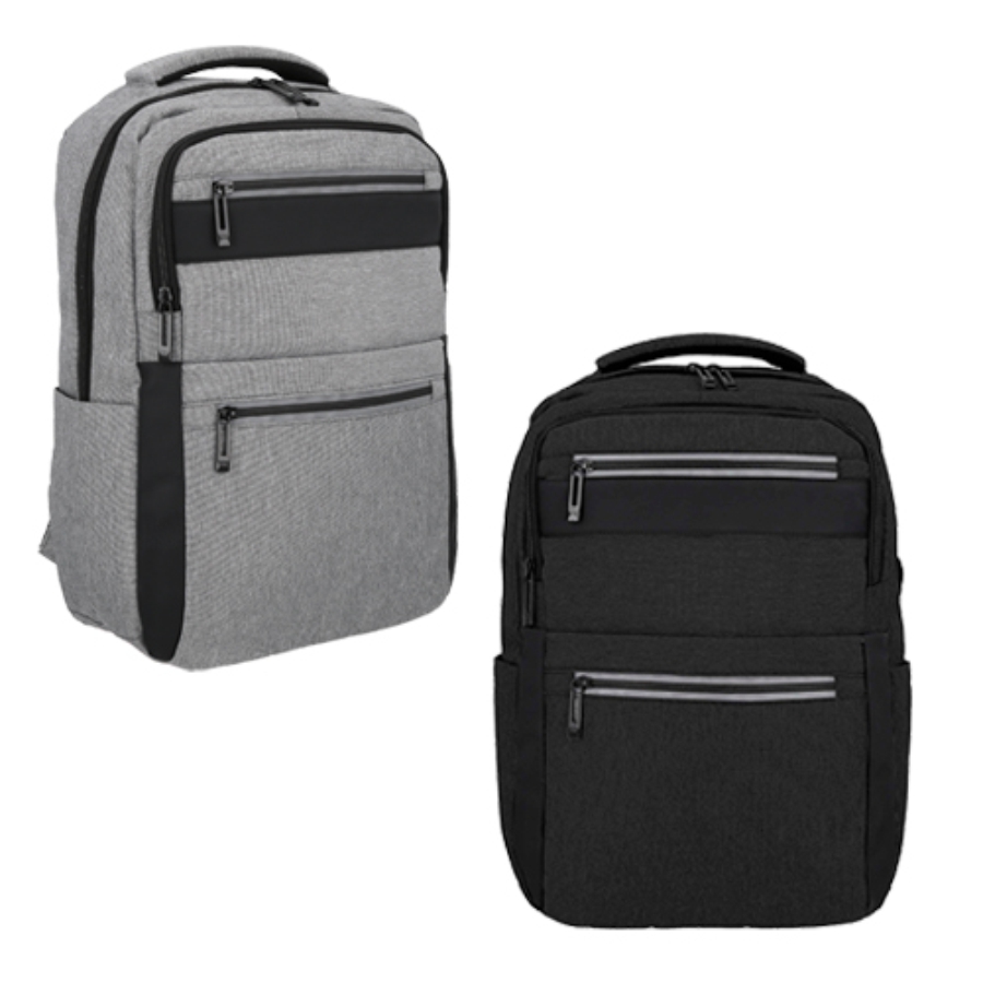 MOCHILA CON 1 COMPARTIMENTO PRINCIPAL, PORTA LAPTOP DE 16",2 BOLSAS LATERALES, 3BOLSAS FRONTALES, ASA Y PUERTO DE CARGA F0155