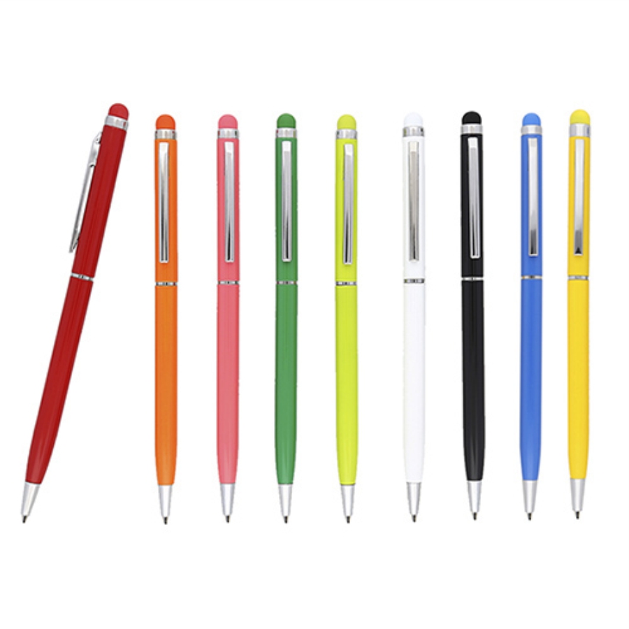 BOLÍGRAFO DE ALUMINIO CON GOMA TOUCH. MECANISMO RETRÁCTIL. F032